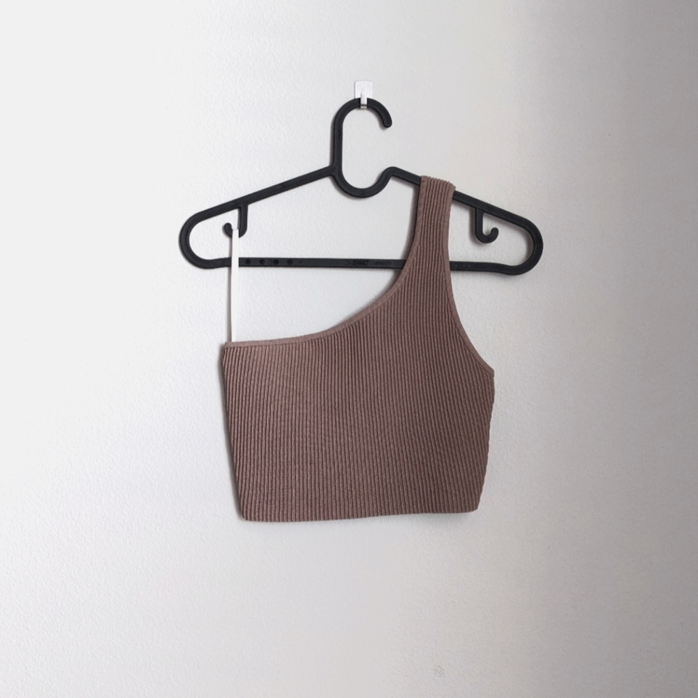 Aritzia Sculpt Knit One-Shoulder Crop Tank